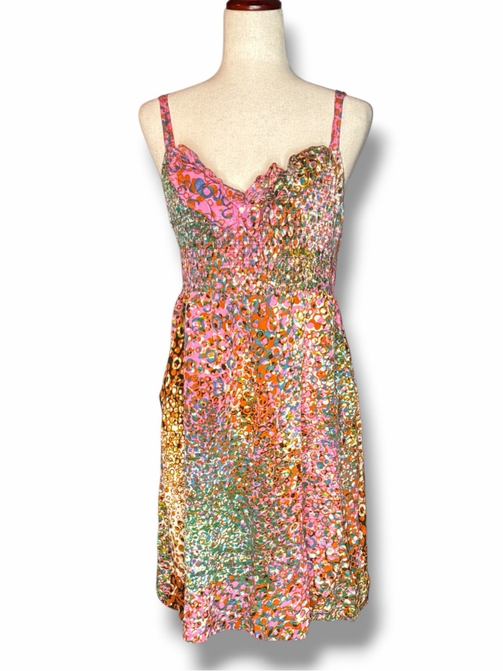 Maeve Pink Multi Silk Confetti Fit & Flare Mini Sundress Size Large